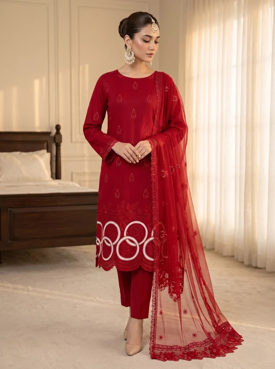 Delaya 3 Piece - Embroidered Lawn Suit | Unstitched