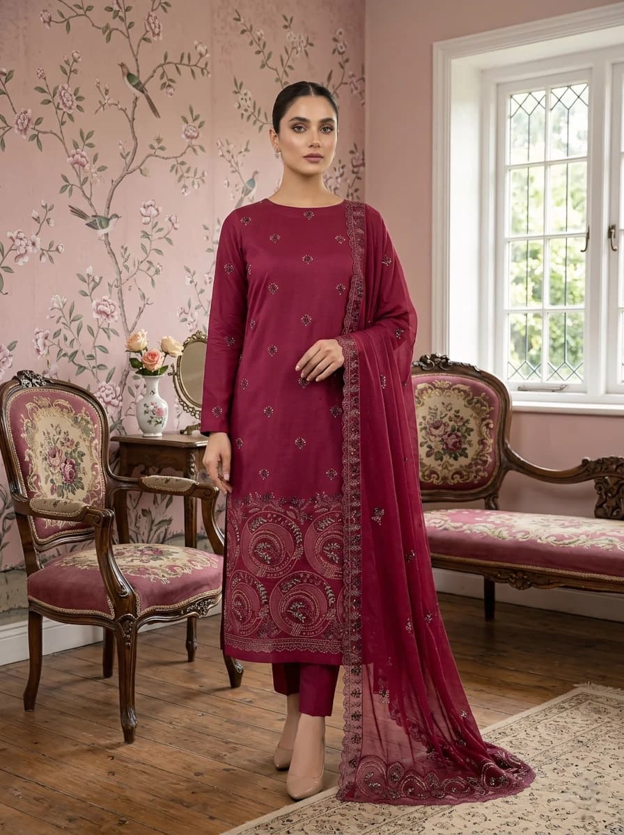 Delaya 3 Piece - Embroidered Lawn Suit | Unstitched