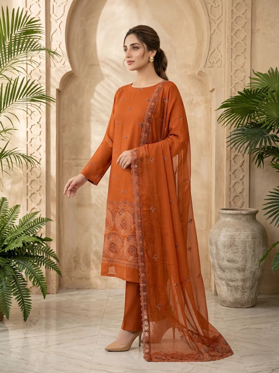 Delaya Unstitched 3-Piece Embroidered Suit | Article 180