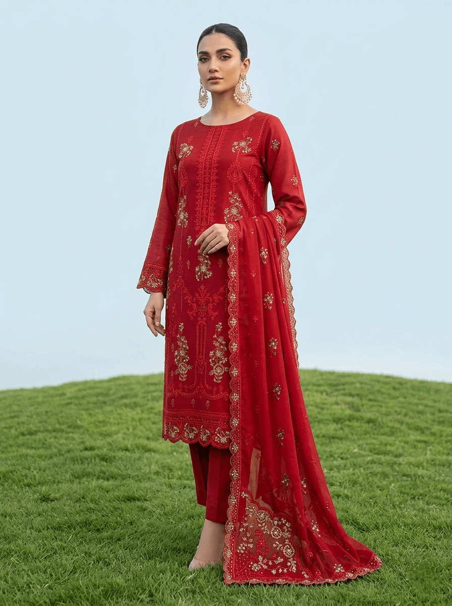 Delaya 3 Piece - Embroidered Lawn Suit | Unstitched