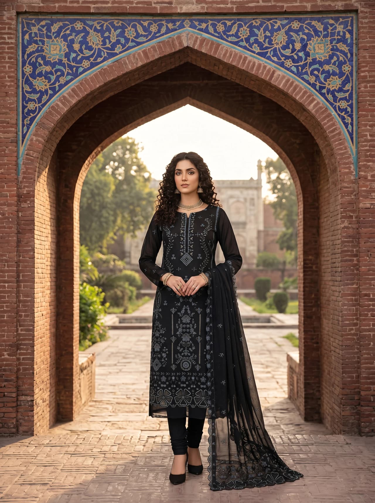 Delaya Premium Doria Embroidered 3-Piece Unstitched Suit | Article 200