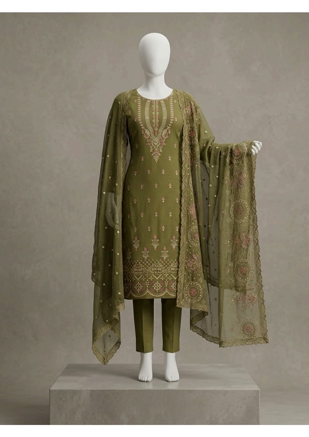 Delaya Viscose Embroidered 3P Suit