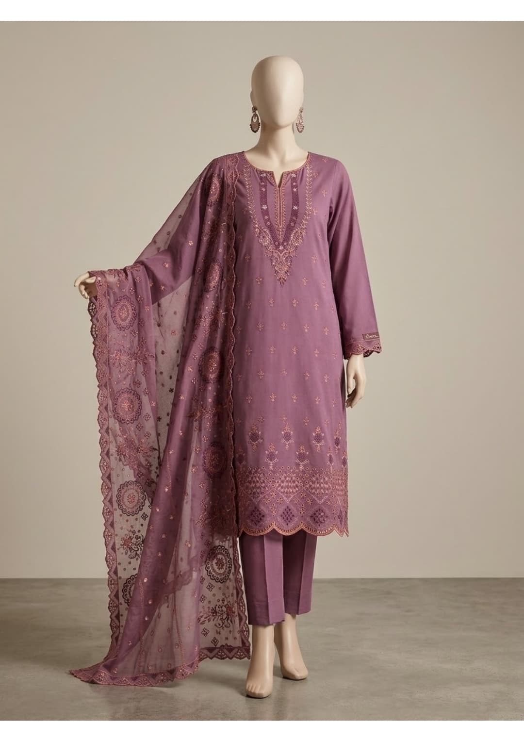 Delaya Viscose Embroidered 3P Suit