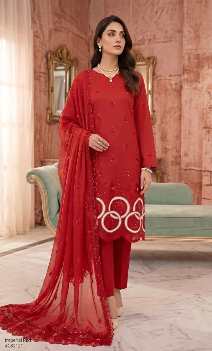 Delaya 3 Piece - Embroidered Lawn Suit | Unstitched