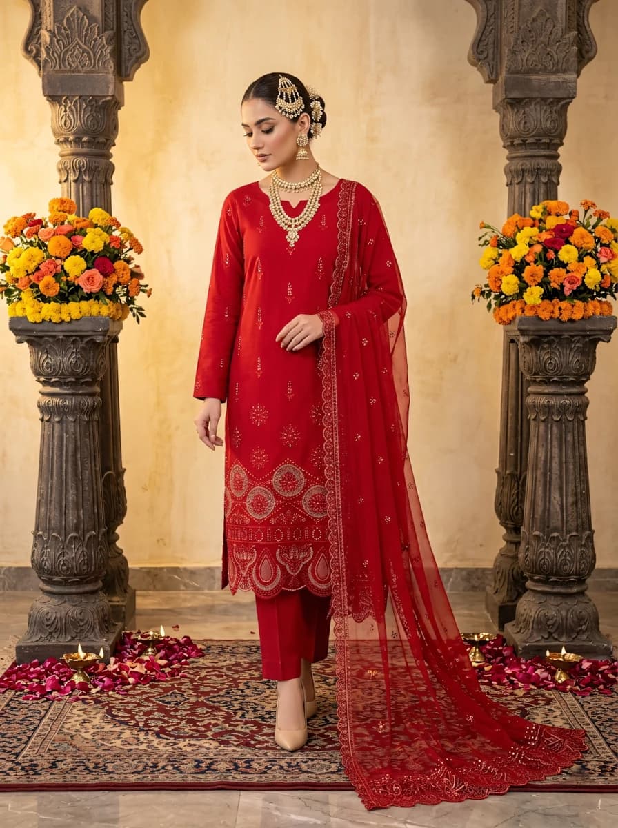 Delaya 3 Piece - Embroidered Lawn Suit | Unstitched