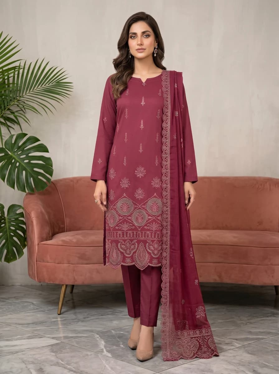 Delaya 3 Piece - Embroidered Lawn Suit | Unstitched