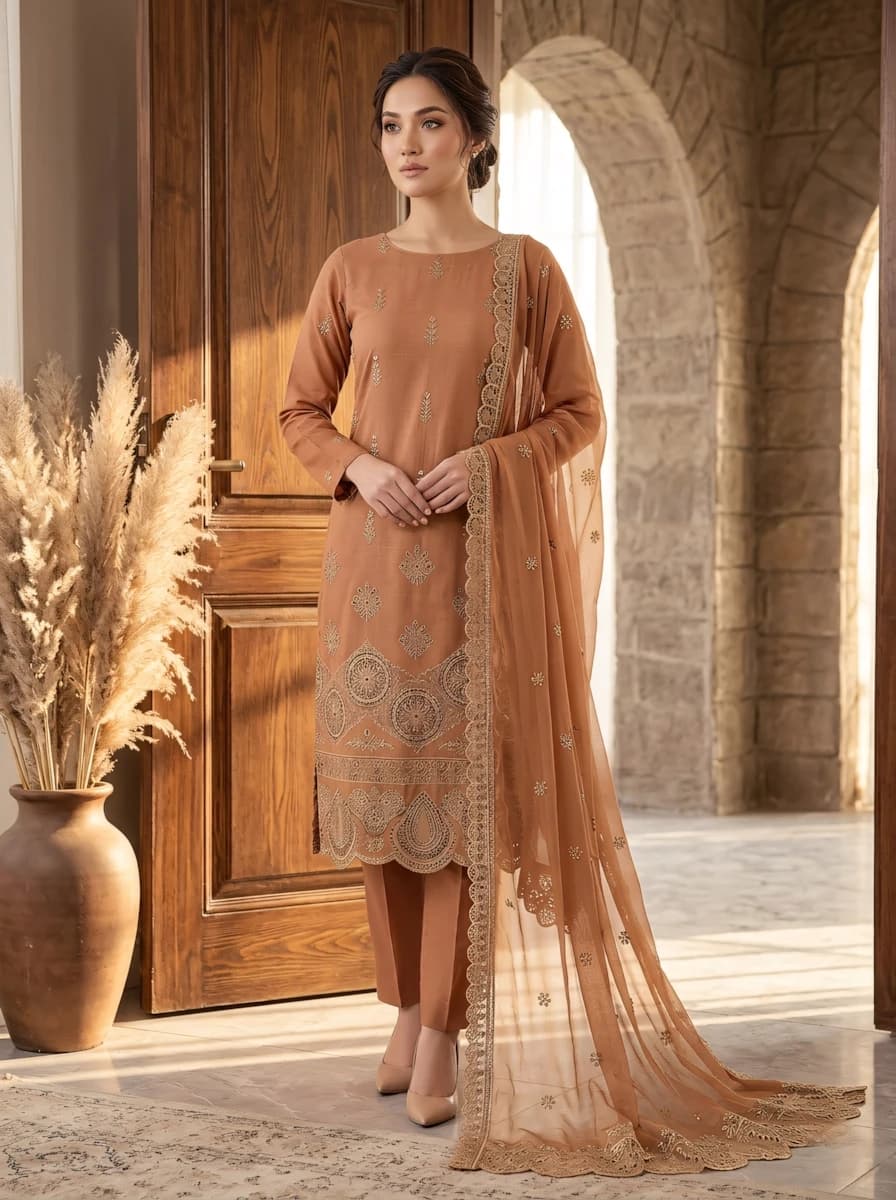Delaya 3 Piece - Embroidered Lawn Suit | Unstitched
